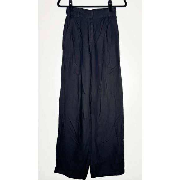 H&M Linen Blend Wide Leg High Waist Full Length Pants Women's Size 2 - Picture 1 of 6